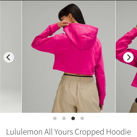 Lululemon All Yours Cropped Hoodie Sonic Pink Cotton Terry Sweatshirt Sz 6 - Picture 12 of 13